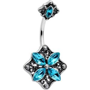 nwt body candy blue gem floral 14G belly ring summer vacation travel